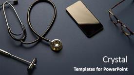  Presentation with medical equipment - Beautiful PPT theme featuring overhead-flat-lay-shot backdrop and a dark gray colored foreground