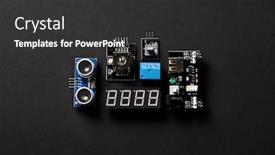  Presentation with electronic components - Slide set with overhead-flat-lay-shot background and a dark gray colored foreground