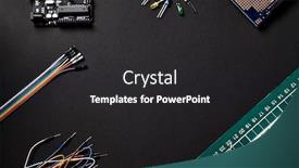  Presentation with electronic components - Colorful presentation design enhanced with overhead-flat-lay-shot backdrop and a dark gray colored foreground