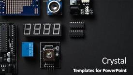  Presentation with electronic components - PPT theme having overhead-flat-lay-shot background and a dark gray colored foreground