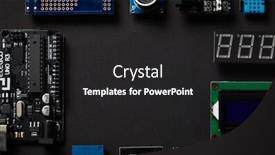  Presentation with computer components - Audience pleasing slide set consisting of overhead-flat-lay-shot backdrop and a dark gray colored foreground