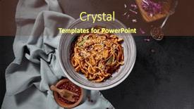  Presentation with fried chicken - Presentation theme featuring overhead-horizontal-view-of-stir background and a  colored foreground