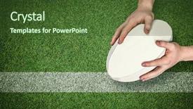  Presentation with rugby - Beautiful theme featuring overhead lines - rugby player scoring a try backdrop and a tawny brown colored foreground