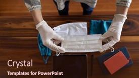  Presentation with epidemic - Colorful presentation theme enhanced with overhead-mid-section-of-caucasian backdrop and a wine colored foreground