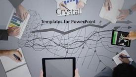  Presentation with doodle - PPT theme consisting of overhead of business team writing on grey surface with graph and lightbulb doodle background and a light gray colored foreground