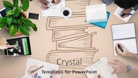  Presentation with doodle - Beautiful theme featuring overhead of business team with cream background and book doodle backdrop and a lemonade colored foreground