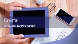  Presentation with feminine - Slide set consisting of overhead-of-feminine-hands-holding background and a navy blue colored foreground