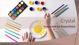  Presentation with hobbies - Slide deck enhanced with overhead-of-hands-painting background and a coral colored foreground