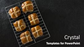  Presentation with baking - Colorful presentation theme enhanced with overhead-of-hot-cross-bun backdrop and a black colored foreground