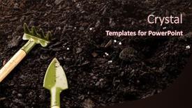  Presentation with dark space - Slides consisting of overhead-of-miniature-gardening-trowel background and a wine colored foreground