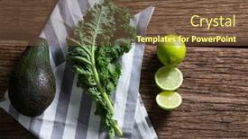  Presentation with mustard greens - Colorful PPT theme enhanced with brassica juncea - overhead of mustard greens avocado backdrop and a tawny brown colored foreground
