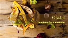  Presentation with organic waste - Presentation theme enhanced with overhead-of-organic-fruit background and a tawny brown colored foreground