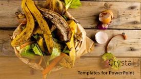  Presentation with food waste - PPT theme consisting of overhead-of-organic-fruit background and a gold colored foreground