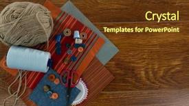  Presentation with thread - Slide deck consisting of overhead of textile thread rolls background and a tawny brown colored foreground