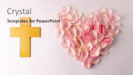  Presentation with cross love - Slide set enhanced with overhead-of-yellow-christian-cross background and a sky blue colored foreground