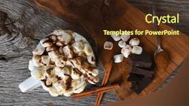  Presentation with cookies chocolate filling - Audience pleasing presentation theme consisting of overhead shot of a mug backdrop and a wine colored foreground