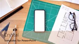  Presentation with architects - PPT theme consisting of overhead-shot-of-desk background and a coral colored foreground