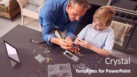  Presentation with robot electronic - Presentation theme enhanced with overhead-shot-of-grandson background and a tawny brown colored foreground