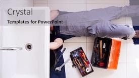  Presentation with plumber - Slides enhanced with overhead-shot-of-male-plumber background and a light gray colored foreground