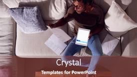  Presentation with home documents - Cool new slide set with overhead-shot-of-man-working backdrop and a tawny brown colored foreground