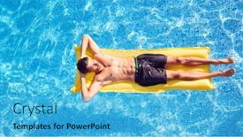  Presentation with swimming pool - Amazing PPT layouts having overhead-shot-of-man backdrop and a teal colored foreground