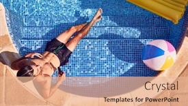  Presentation with swimming pool - PPT layouts consisting of overhead-shot-of-man background and a coral colored foreground