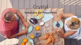  Presentation with outdoors - Colorful presentation enhanced with overhead-shot-of-retired-couple backdrop and a coral colored foreground