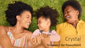  Presentation with multi - Slides with overhead-shot-of-smiling-multi background and a  colored foreground