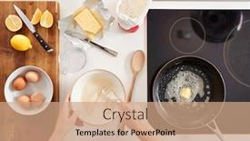  Presentation with pancake - Theme having overhead-shot-of-woman background and a coral colored foreground