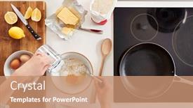  Presentation with pancake - Audience pleasing PPT layouts consisting of overhead-shot-of-woman backdrop and a coral colored foreground