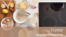  Presentation with pancake - Theme consisting of overhead-shot-of-woman background and a coral colored foreground
