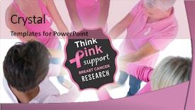  Presentation with breast cancer awareness - Audience pleasing slides consisting of overhead tank - group wearing pink and ribbons backdrop and a coral colored foreground