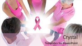  Presentation with pink ribbon breast awareness - Slides enhanced with group wearing pink and ribbons background and a lemonade colored foreground