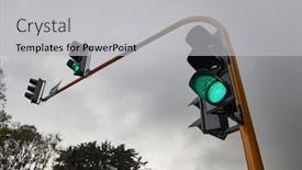  Presentation with traffic light - Beautiful theme featuring overhead-traffic-lights backdrop and a light gray colored foreground