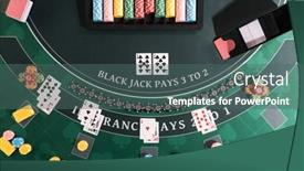  Presentation with casino black jack - PPT theme featuring overhead-view-of-a-casino background and a ocean colored foreground