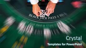  Presentation with casino black jack - Slide deck having overhead-view-of-a-casino background and a forest green colored foreground