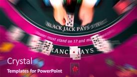  Presentation with black jack - PPT theme featuring overhead-view-of-a-casino background and a violet colored foreground
