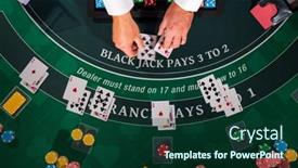  Presentation with casino black jack - Slide deck enhanced with overhead-view-of-a-casino background and a forest green colored foreground