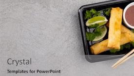  Presentation with asian chopsticks - Presentation design enhanced with overhead-view-of-asian-spring background and a light gray colored foreground