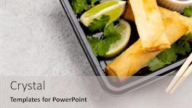  Presentation with asian chopsticks - PPT theme consisting of overhead-view-of-asian-spring background and a light gray colored foreground