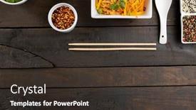  Presentation with asian chopsticks - Presentation theme consisting of overhead-view-of-asian-wok background and a tawny brown colored foreground