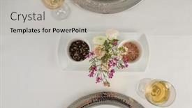  Presentation with table setting - Beautiful presentation theme featuring overhead-view-of-beautiful-table backdrop and a light gray colored foreground
