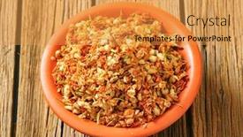  Presentation with jasmine - Cool new PPT theme with overhead view of bowl with dried jasmine blossoms backdrop and a gold colored foreground