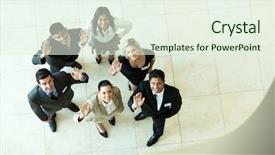  Presentation with odontology 3d view - Colorful PPT theme enhanced with overhead view of businesspeople looking backdrop and a sky blue colored foreground