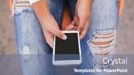  Presentation with office chair - Presentation theme with overhead-view-of-businesswoman-using background and a ocean colored foreground