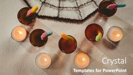  Presentation with white candles - Amazing slides having null - overhead view of candies backdrop and a coral colored foreground