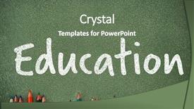  Presentation with colored pencils - Presentation design featuring overhead view of colored pencil background and a ocean colored foreground