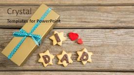  Presentation with text box - Beautiful PPT theme featuring overhead-view-of-cookies backdrop and a coral colored foreground