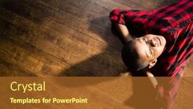  Presentation with relaxing - Slide deck enhanced with overhead-view-of-cute-boy background and a tawny brown colored foreground