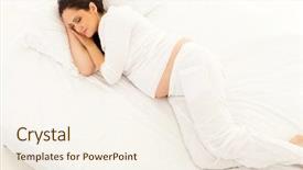  Presentation with pregnant woman cleaning - Cool new slide deck with overhead view of cute pregnant backdrop and a sky blue colored foreground